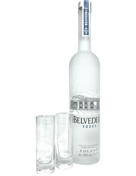 Belvedere Vodka Set 1 Medium Ice Bucket & 6 Shot Glasses & 1 bottle Pure - 40% - 70 CL