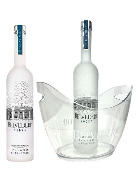 Belvedere Vodka Set 1 Ice Bucket Medium & 2 bouteilles Pure - 40% - 2 x 70 CL