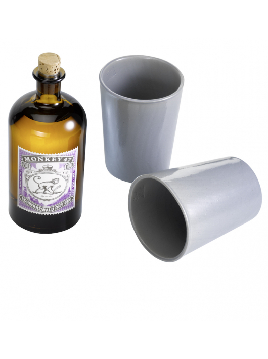 GIN MONKEY 47 Set of 2 clay cups & Dry GIN - 47% - 50 CL GIN MONKEY 47 Set of 2 clay cups & Dry GIN - 47% - 50 CL