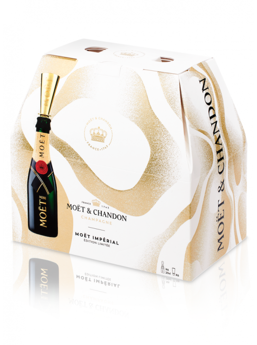 Moët & Chandon Giftbox 6 Mini Flûtes & 6 Mini Moët - 6 x 20 CL Moët & Chandon Giftbox 6 Mini Flûtes & 6 Mini Moët - 6 x 20 CL