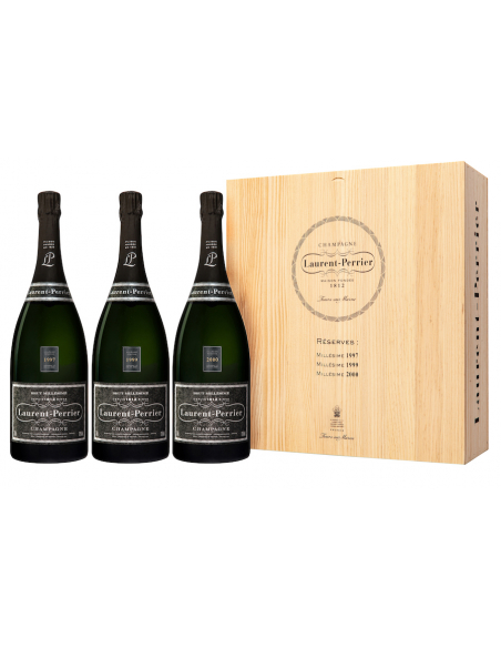 Laurent-Perrier Holzkiste mit 3 MAGNUM BRUT 1997, 1999 und 2000 - 3 x 150 cl Laurent-Perrier Holzkiste mit 3 MAGNUM BRUT 1997, 1999 und 2000 - 3 x 150 cl