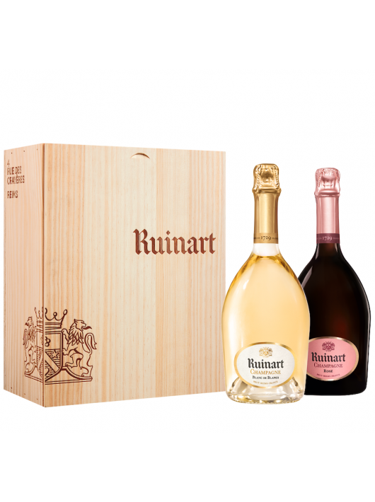 Ruinart CAISSE BOIS DUO BOTTLE Rosé & Blanc de blancs - 75 cl