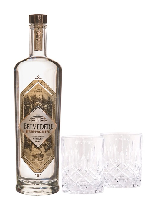 Belvedere Vodka Set 2 verres & Heritage 176 - 40% - 70 CL Belvedere Vodka Set 2 verres & Heritage 176 - 40% - 70 CL