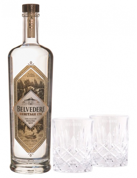 Belvedere Vodka Set 2 glasses & Heritage 176 - 40% - 70 CL Belvedere Vodka Set 2 glasses & Heritage 176 - 40% - 70 CL