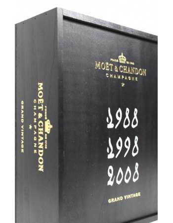 Moët & Chandon 3 x BOTTLES GRAND VINTAGE 1988, 1998 & 2008 - 3 x 75 cl