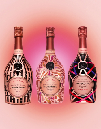 Laurent-Perrier Set 6 Gläser & 3 Cuvée Rosé "Metallkäfig“ - 3 x 75 cl
