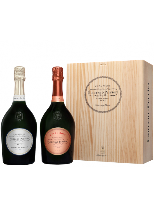Laurent-Perrier Wooden box Cuvée rosé & Blanc de blancs - 2 x 75 cl Laurent-Perrier Wooden box Cuvée rosé & Blanc de blancs - 2 x 75 cl